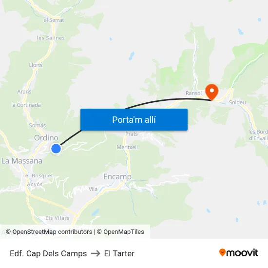 Edf. Cap Dels Camps to El Tarter map