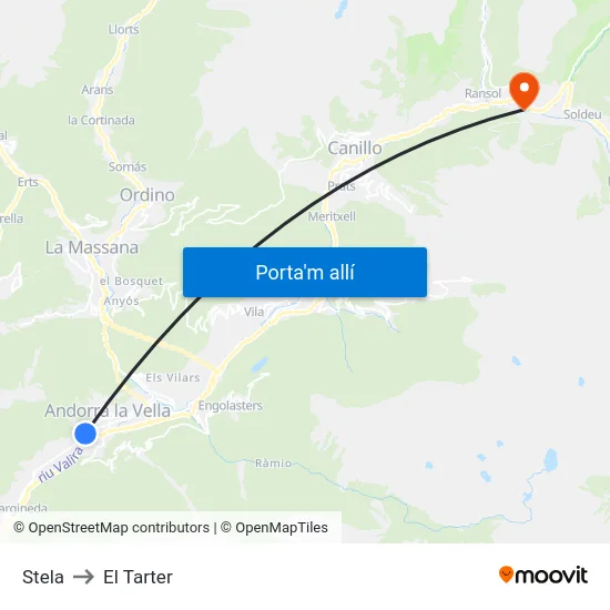 Stela to El Tarter map