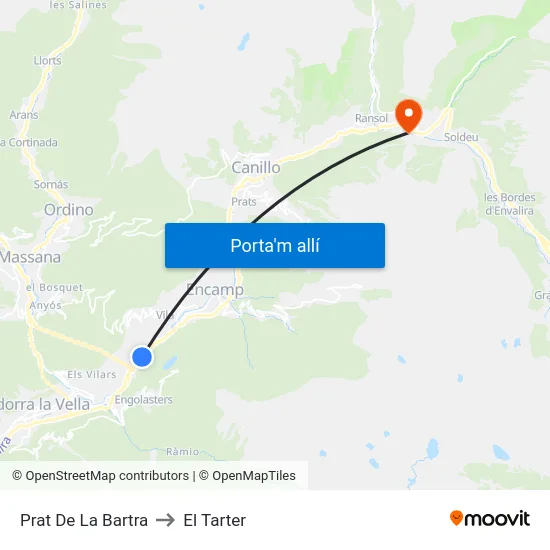 223-Prat De La Bartra to El Tarter map