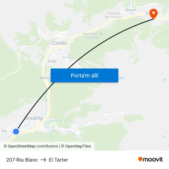 207-Riu Blanc to El Tarter map