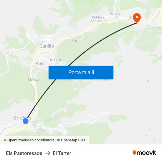 Els Pastoressos to El Tarter map