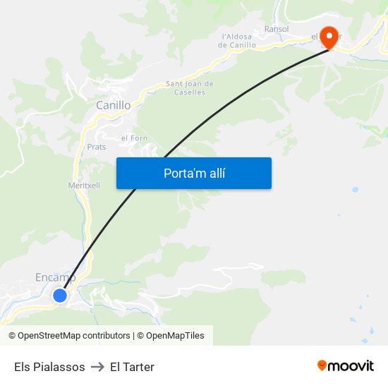 Els Pialassos to El Tarter map