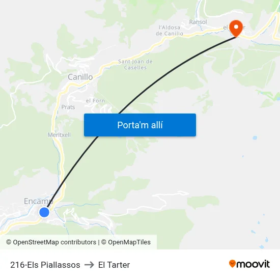 216-Els Piallassos to El Tarter map