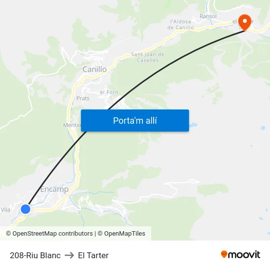 208-Riu Blanc to El Tarter map