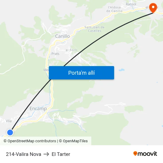 214-Valira Nova to El Tarter map