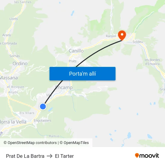 224-Prat De La Bartra to El Tarter map