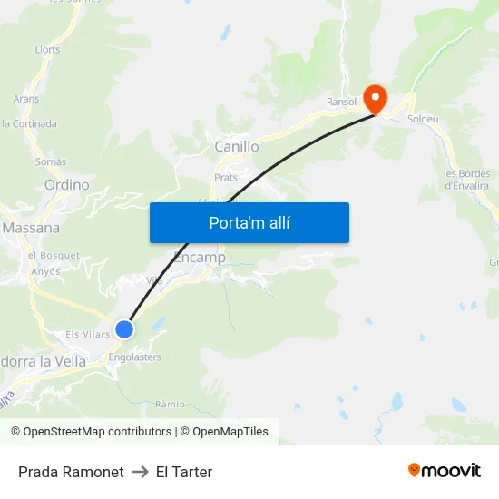 232-Prada Ramonet to El Tarter map
