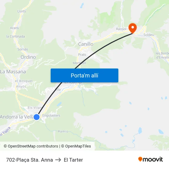 702-Plaça Sta. Anna to El Tarter map