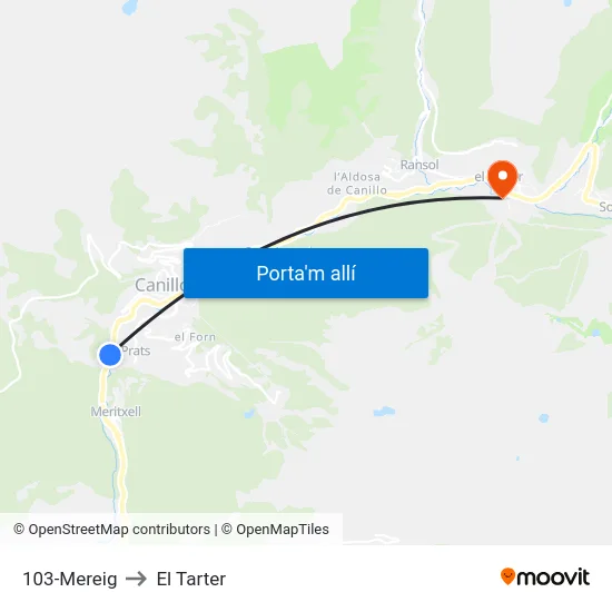 103-Mereig to El Tarter map