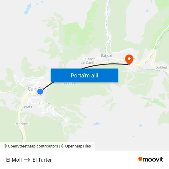 115-El Molí to El Tarter map