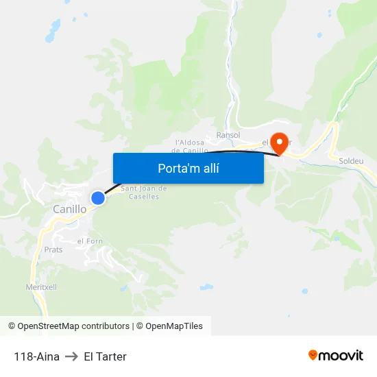 118-Aina to El Tarter map