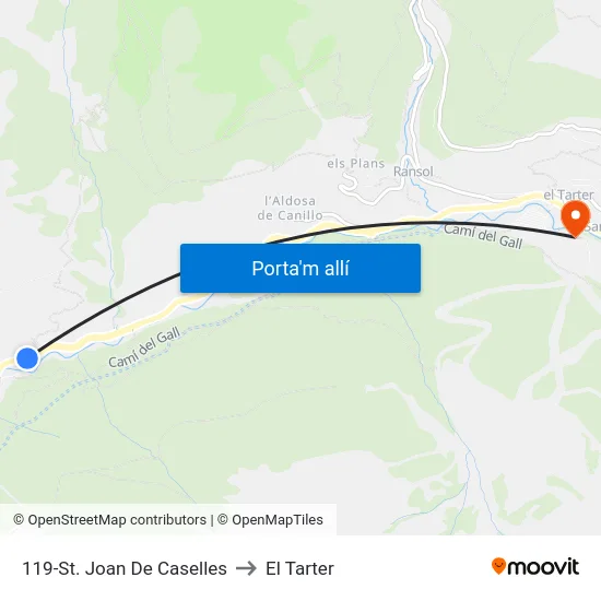 119-St. Joan De Caselles to El Tarter map