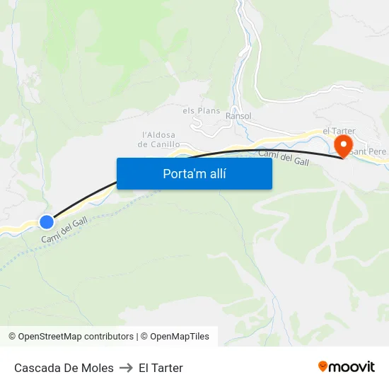 125-Cascada De Moles to El Tarter map