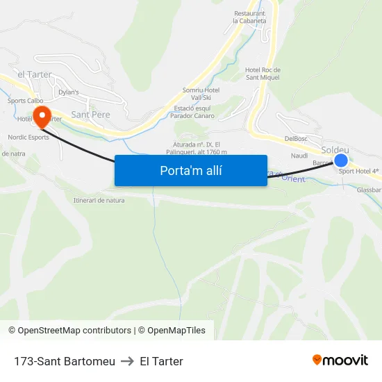 173-Sant Bartomeu to El Tarter map