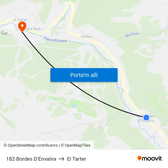 182-Bordes D'Envalira to El Tarter map
