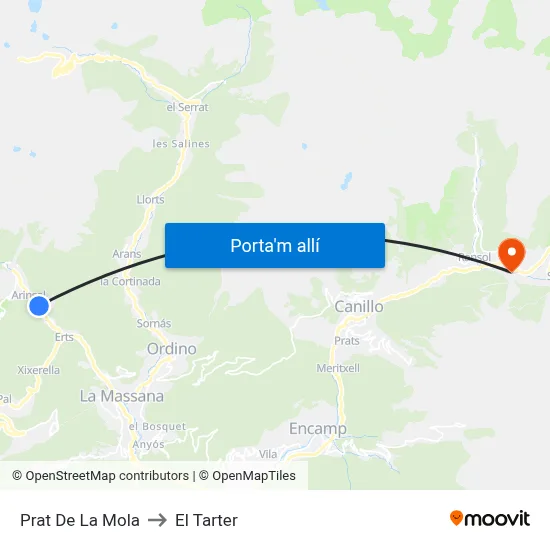 Prat De La Mola to El Tarter map