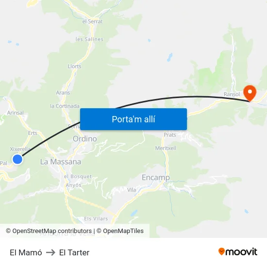 El Mamó to El Tarter map