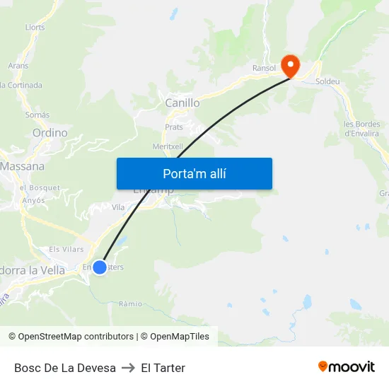 Bosc De La Devesa to El Tarter map