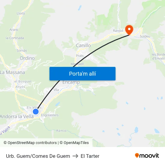 Urb. Guem/Comes De Guem to El Tarter map