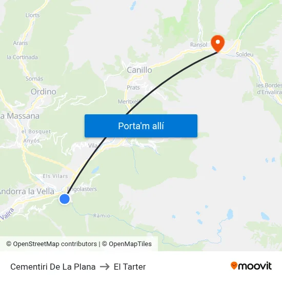 Cementiri De La Plana to El Tarter map