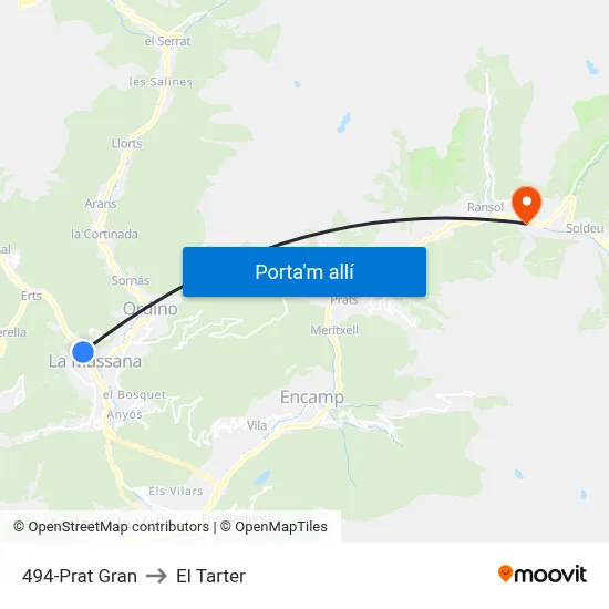 494-Prat Gran to El Tarter map