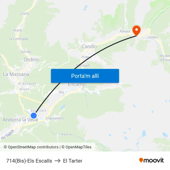 714(Bis)-Els Escalls to El Tarter map