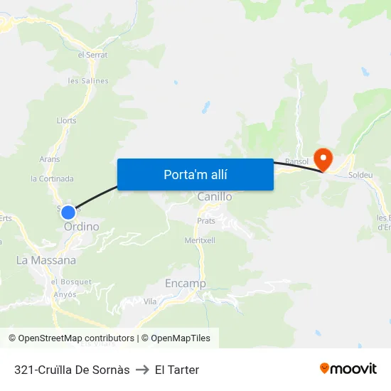 321-Cruïlla De Sornàs to El Tarter map