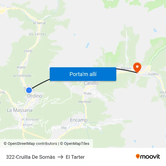 322-Cruïlla De Sornàs to El Tarter map
