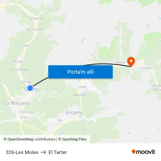 326-Les Moles to El Tarter map
