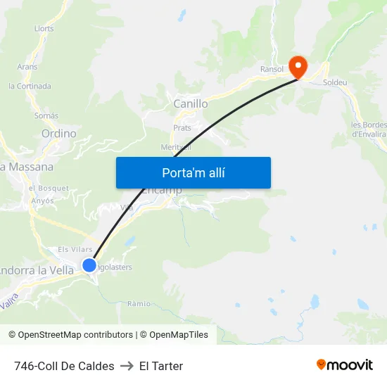 746-Coll De Caldes to El Tarter map