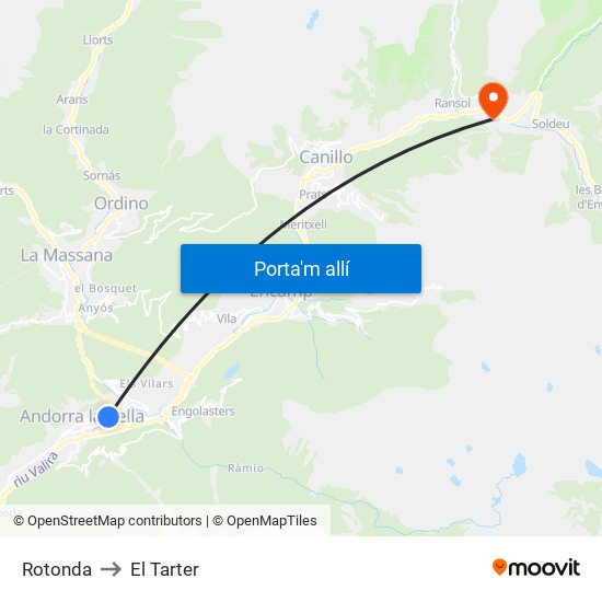 Rotonda to El Tarter map