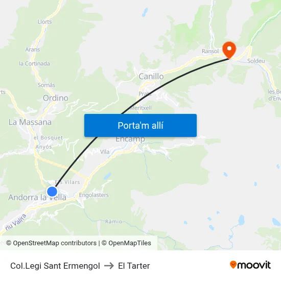 Col.Legi Sant Ermengol to El Tarter map