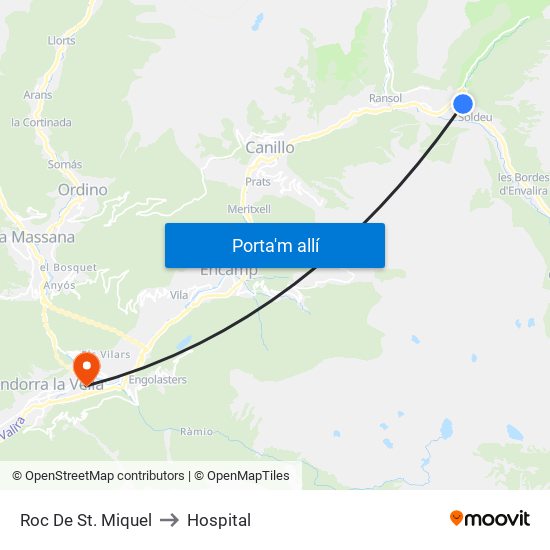 Roc De St. Miquel to Hospital map
