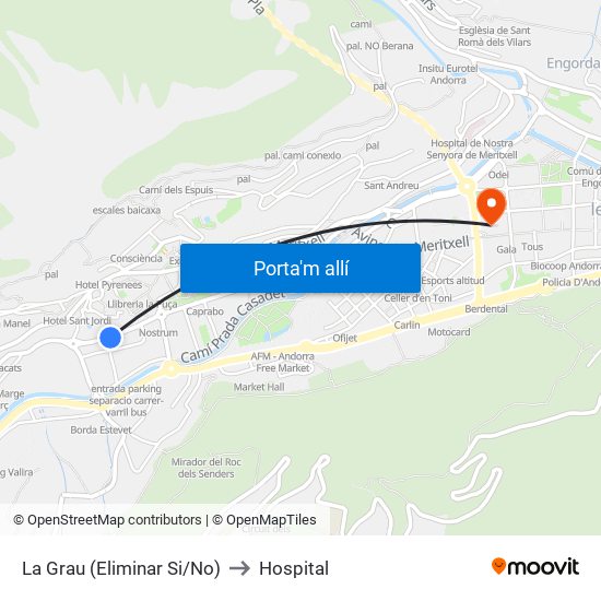La Grau (Eliminar Si/No) to Hospital map