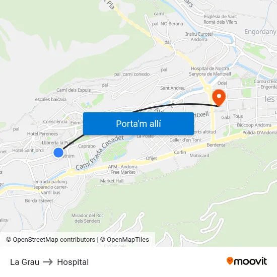 La Grau to Hospital map