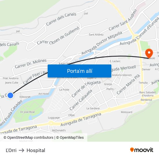 L'Orri to Hospital map