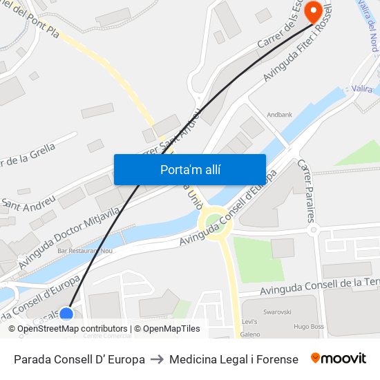 Parada Consell D’ Europa to Medicina Legal i Forense map