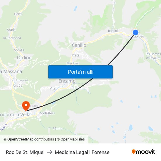 Roc De St. Miquel to Medicina Legal i Forense map