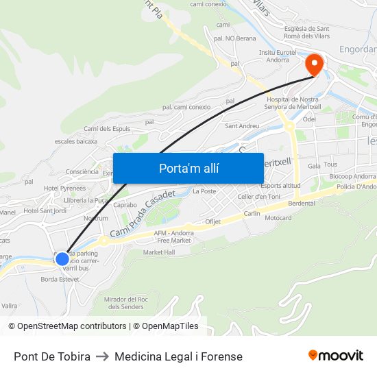 Pont De Tobira to Medicina Legal i Forense map