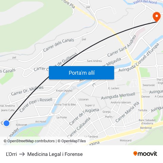 L'Orri to Medicina Legal i Forense map