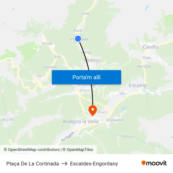 Plaça De La Cortinada to Escaldes-Engordany map