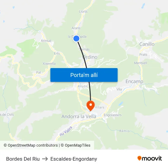 Bordes Del Riu to Escaldes-Engordany map