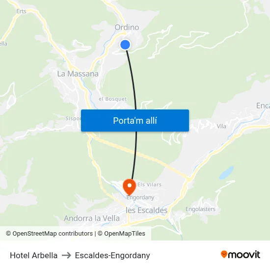 Hotel Arbella to Escaldes-Engordany map