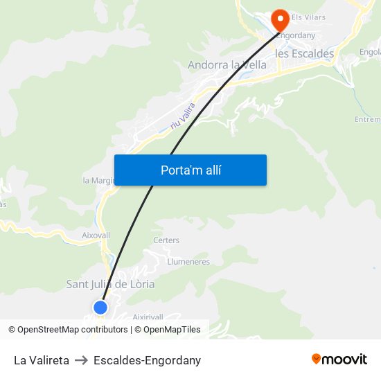 La Valireta to Escaldes-Engordany map