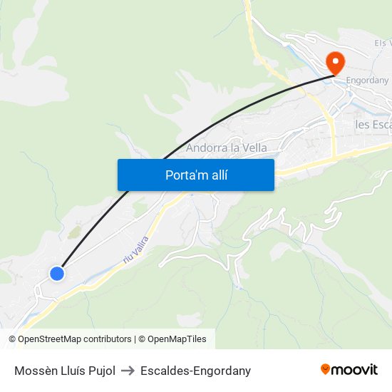 Mossèn Lluís Pujol to Escaldes-Engordany map