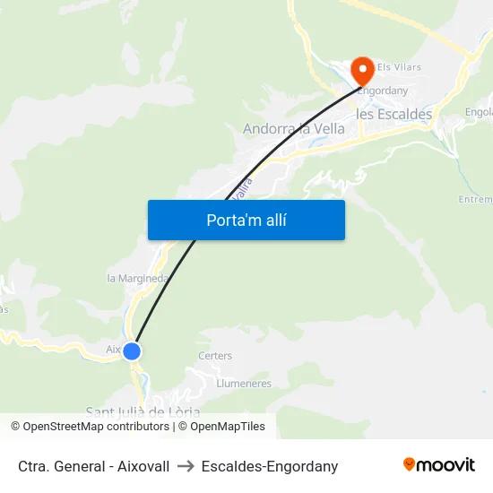 Ctra. General - Aixovall to Escaldes-Engordany map