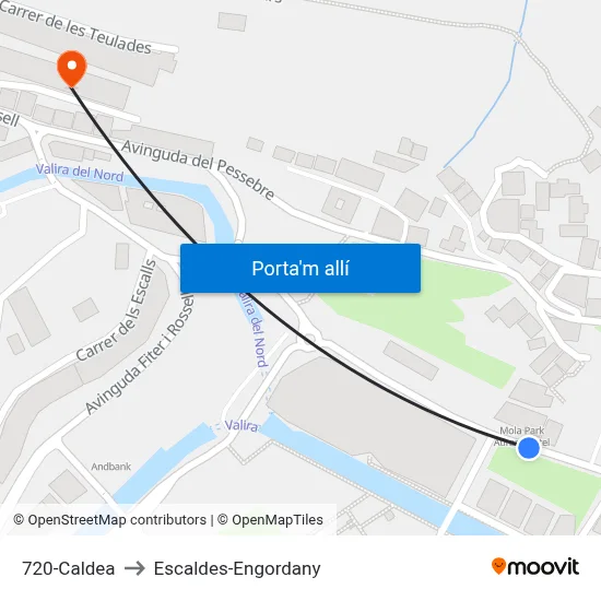720-Caldea to Escaldes-Engordany map