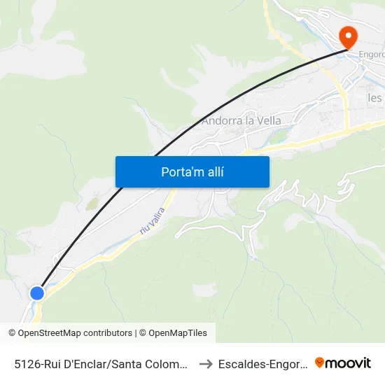5126-Rui D'Enclar/Santa Coloma Pobles to Escaldes-Engordany map