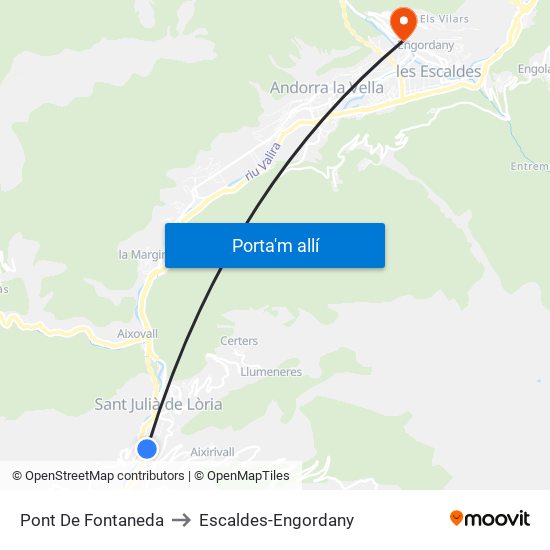 Pont De Fontaneda to Escaldes-Engordany map