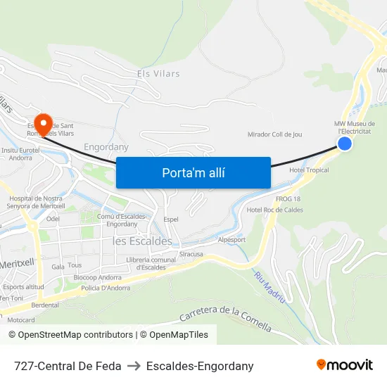 727-Central De Feda to Escaldes-Engordany map
